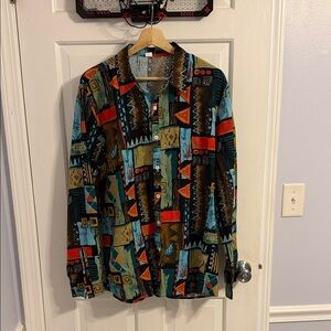 Colorful Geometric Button-Up Shirt